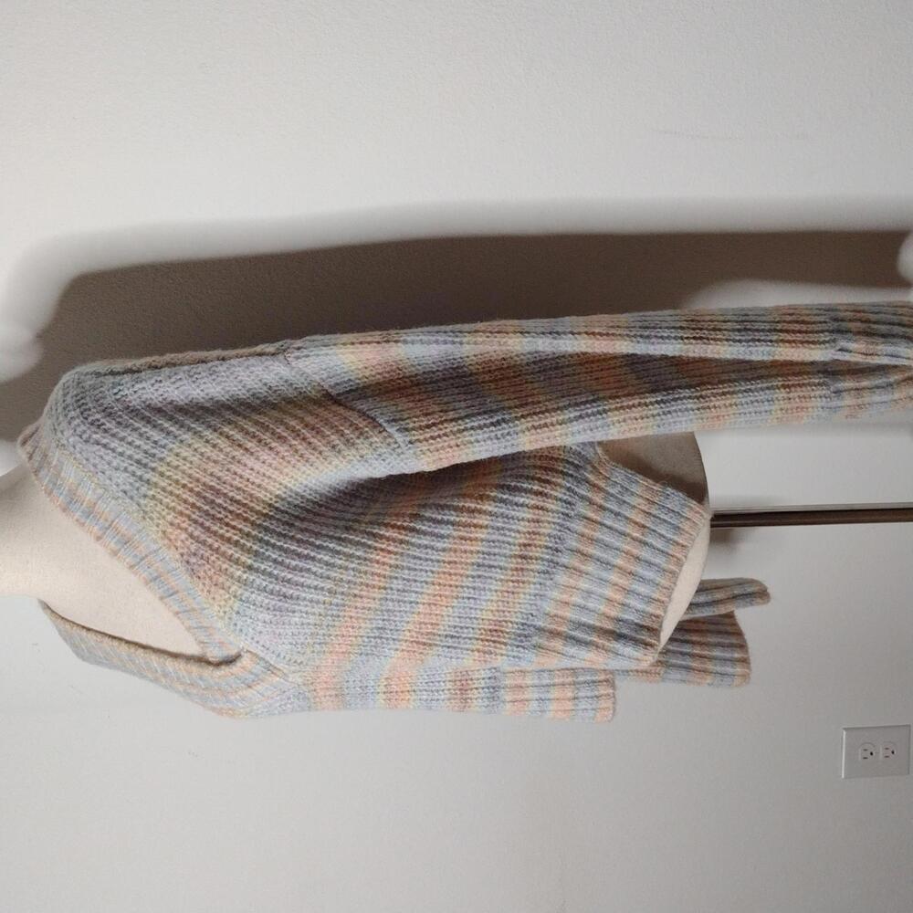 Guess Pastel Striped V-Neck Sweater in Blue, Pink, Yellow - Picture 2 of 12